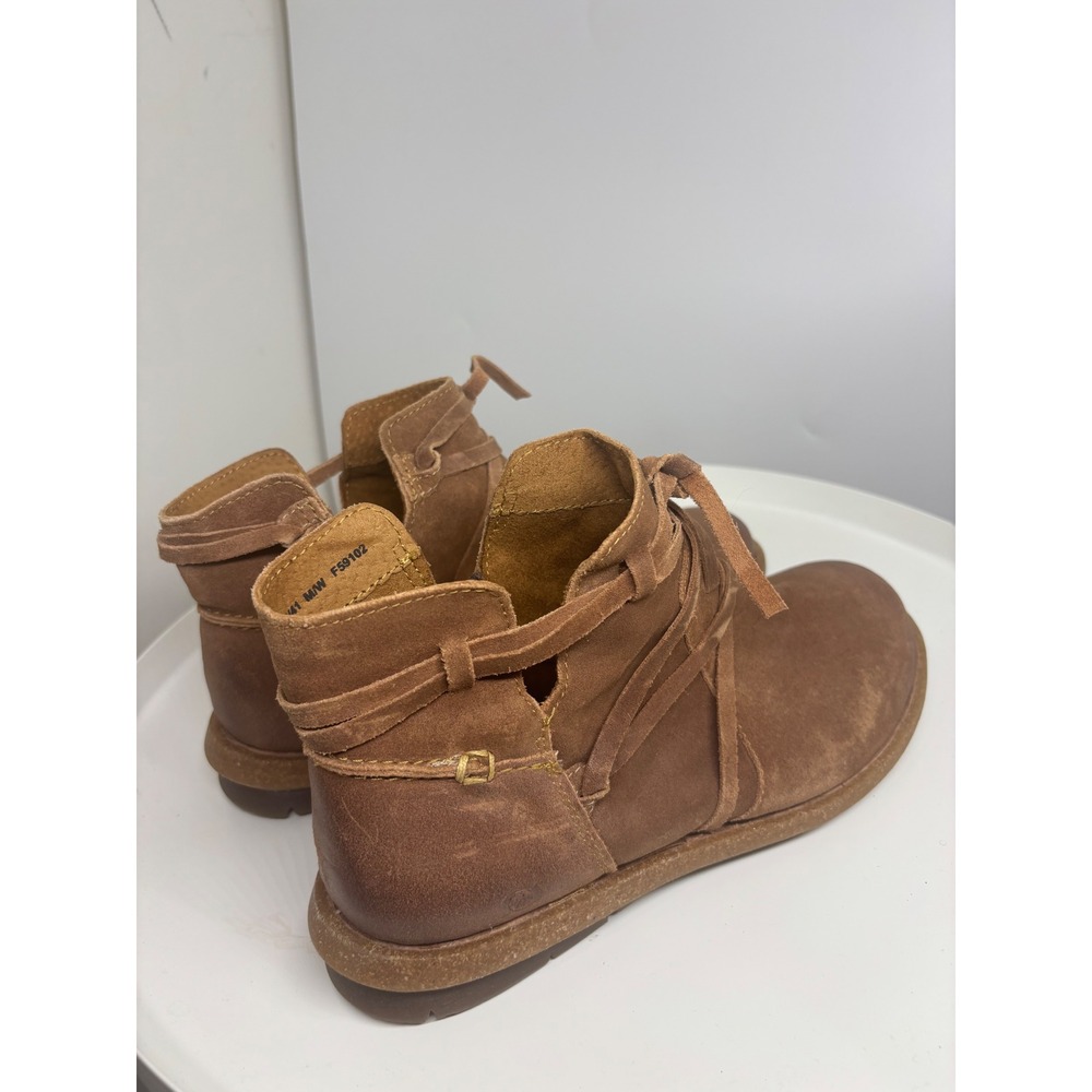 Born Handcrafted Brown Suede Lace Wrap Ankle Boots Womens 9.5 41 - Picture 4 of 5